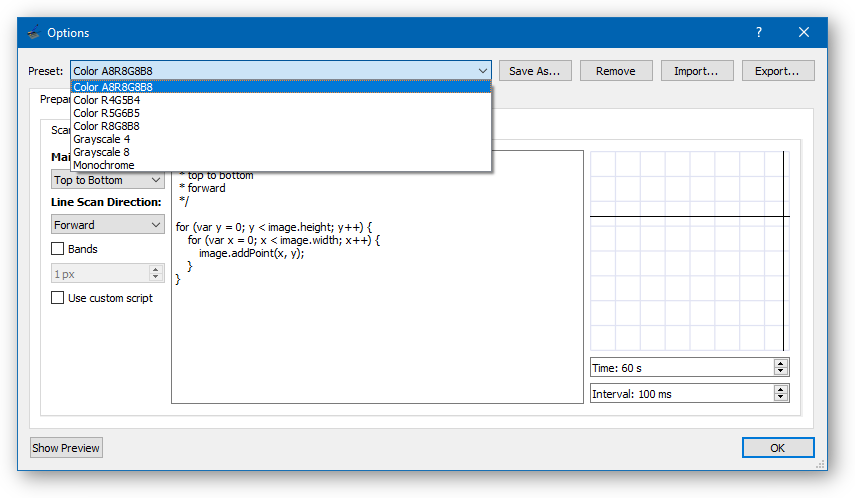 Conversion settings dialog